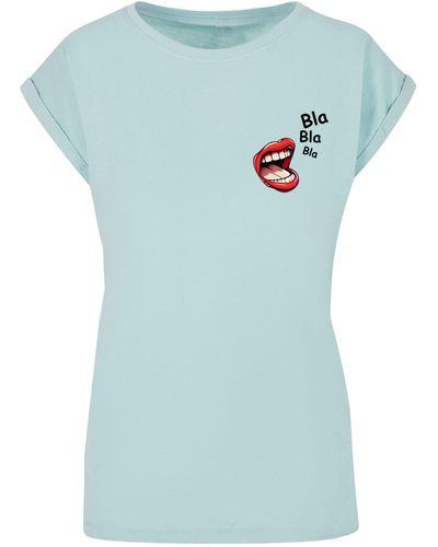 Merchcode T-Shirt Ladies Bla Comic Extended Shoulder Tee (1-tlg) - Blau