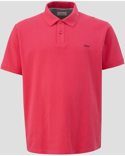 S.oliver Kurzarmshirt Poloshirt mit kleinem Label-Print - Rot