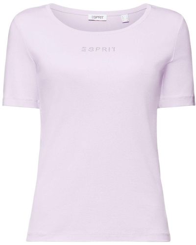 Esprit T-Shirt Top mit Strass-Logo (1-tlg) - Pink