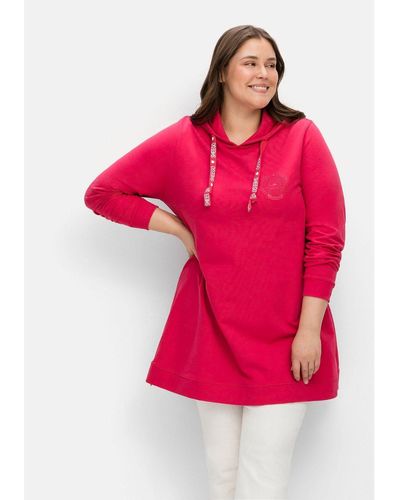 Sheego Sweatshirt Große Größen mit seitlichen Zippern - Pink