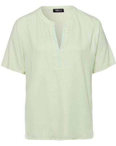 FRANK WALDER T-Shirt Blusenshirt NOS mit geschlitztem Rundhalsausschnitt - Grün