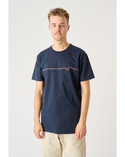 CLEPTOMANICX T-Shirt Möwe Pufflines mit trendigem Frontprint - Blau