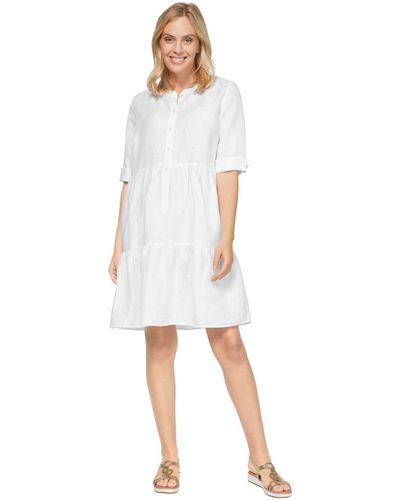 heine A-Linien-Kleid Leinen-Kleid - Weiß
