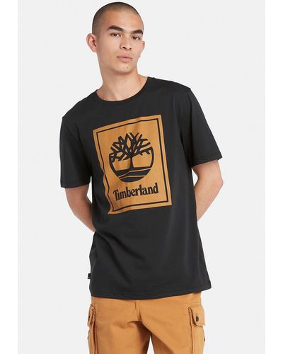 Timberland T-Shirt STACK LOGO Short Sleeve Tee - Schwarz