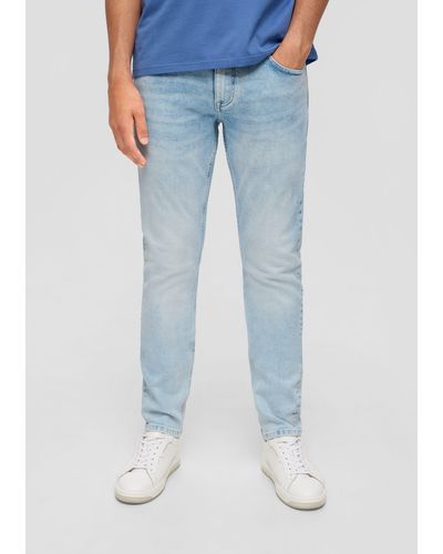 QS Stoffhose Jeans Rick / Fit / Mid Rise / Slim Leg Label-Patch - Blau