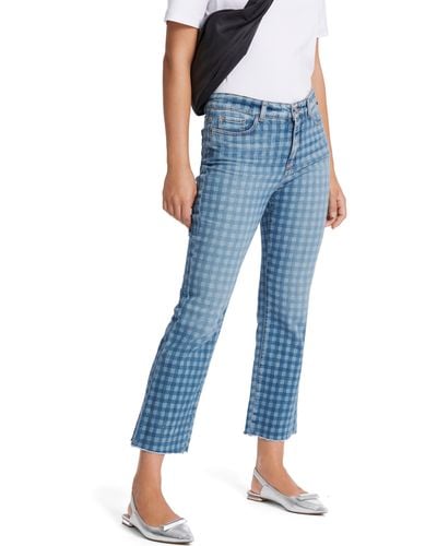 Marc Cain 7/8-Jeans "Pants Flower Vichy" Premium mode mit Karomuster - Blau