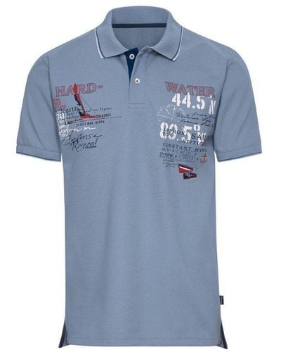 Trigema Poloshirt mit maritimem Printmotiv (1-tlg) - Blau