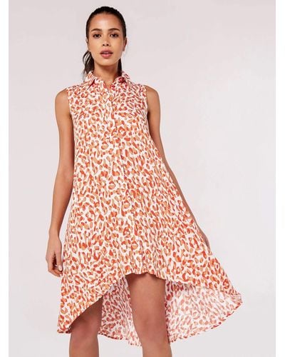 Apricot Minikleid 2 Color Cheetah Sleeveless Dress, asymmetrisch, mit tollem Druck - Pink