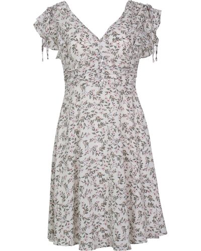 Passioni Druckkleid Feminines Kleid mit verspieltem Mille-Fleur - Grau