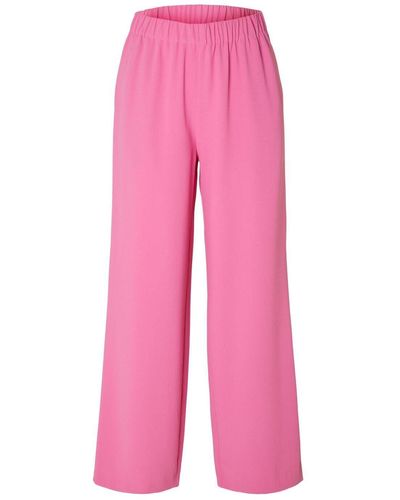 SELECTED Stoffhose SLFTINNI-RELAXED MW WIDE PANT N NOO - Pink