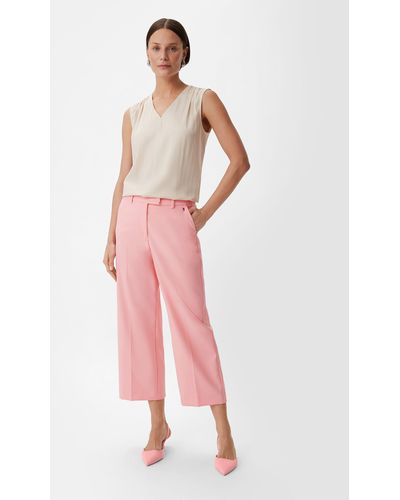 Comma, 7/8-Hose Regular: Culottes mit Herringbone-Muster Logo - Pink