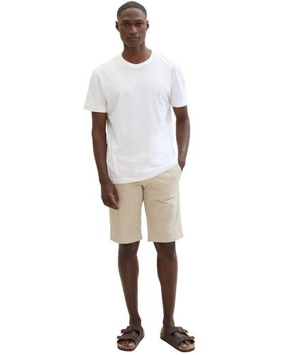 Tom Tailor Slim Printed Chino Shorts (1-tlg) - Weiß