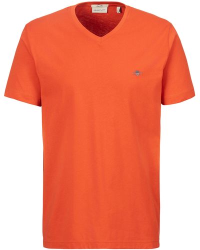 GANT SLIM SHIELD V-NECK T-SHIRT mit einer kleinen Logostickerei auf der Brust - Orange