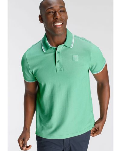 Delmao Poloshirt mit modischem Brustlabel - Grün