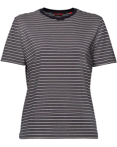 Esprit T-Shirt mit Streifen, 100% Baumwolle (1-tlg) - Grau