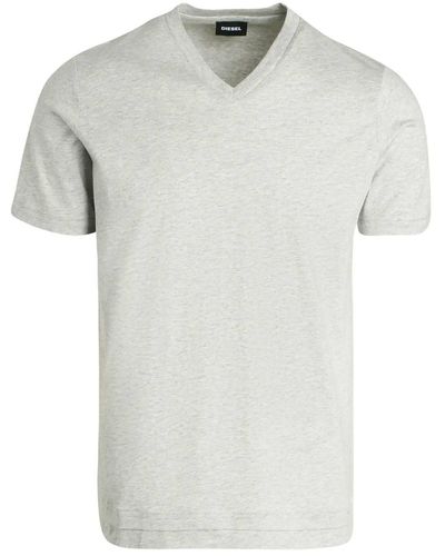 DIESEL V-Ausschnitt Slim Fit Shirt Grau - T-Cherubik-New 912 - Weiß