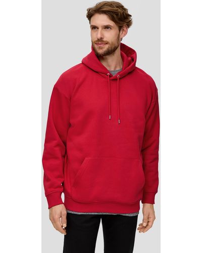 S.oliver Sweatshirt Kapuzensweater mit Stickerei, Label-Patch - Rot