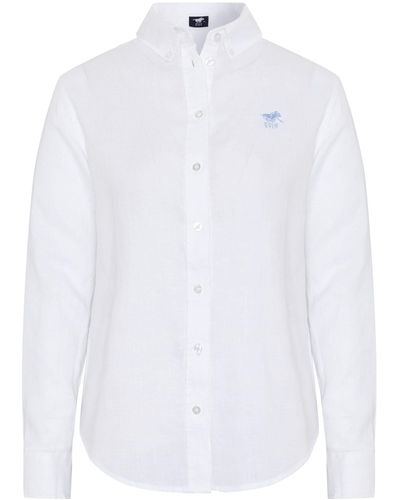 Polo Sylt Hemdbluse mit Label-Stickerei - Weiß