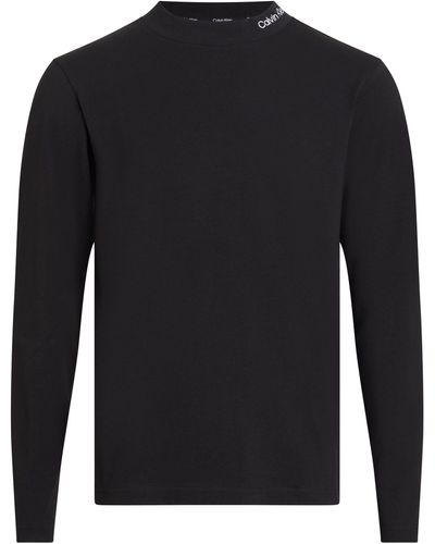 Calvin Klein Langarmshirt BT_LOGO MOCK NECK LS T-SHIRT - Schwarz