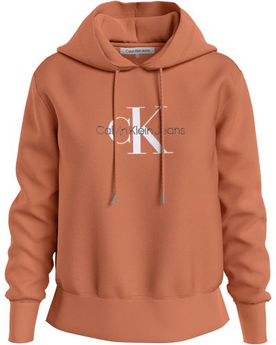 Calvin Klein Kapuzensweatshirt ARCHIVAL MONOLOGO HOODIE mit Großem Logodruck - Braun