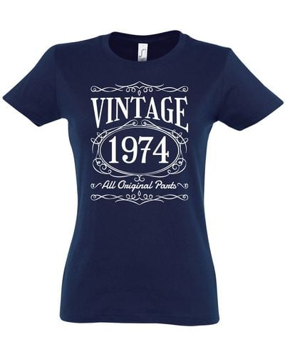 Youth Designz T-Shirt Vintage 1974 Tshirt 50. mit lustigem Spruch zum Geburtstag - Blau