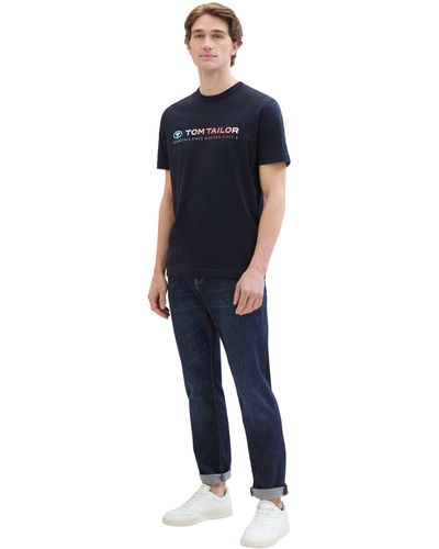 Tom Tailor Regular-fit-Jeans JOSH mit Marken-Badge auf der Rückseite - Blau