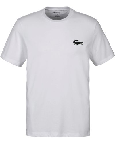 Lacoste T-Shirt mit großem Krokodillogo aus Samt - Weiß