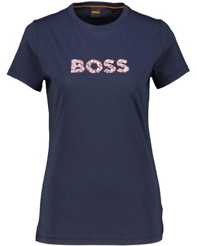 BOSS T-Shirt mit Bio-Baumwolle (1-tlg) - Blau