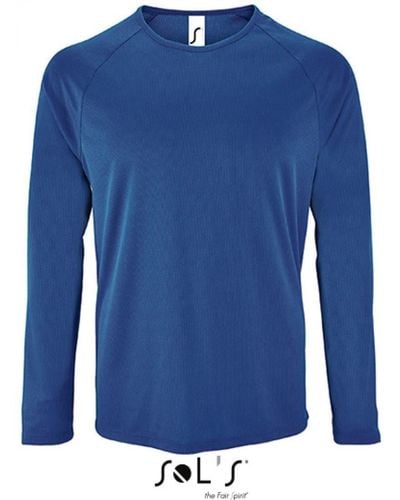 Sol's Langarmshirt Long-Sleeve Sports T-Shirt Sporty - Blau