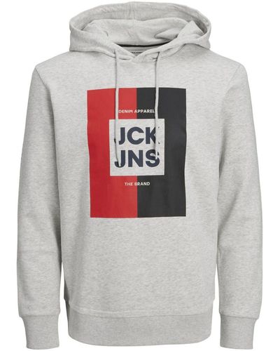 Jack & Jones Kapuzensweatshirt JJOSCAR SWEAT HOOD - Grau