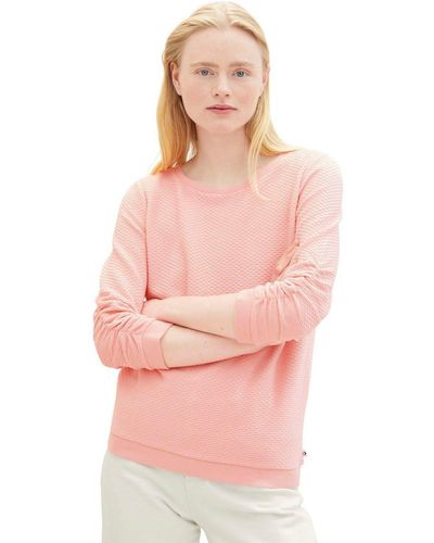 Tom Tailor Sweatshirt mit besonderer Materialoberfläche - Pink