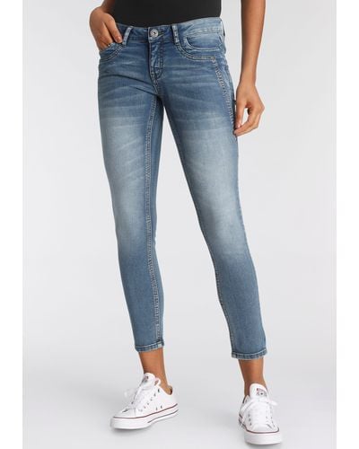 Arizona 7/8-Jeans mit Keileinsätzen Low Waist - Blau