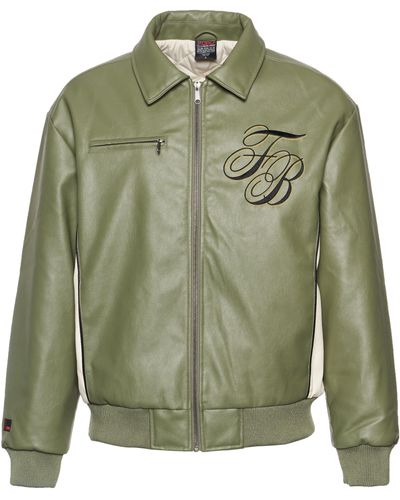 Fubu Collegejacke FM234-008-2 FB Initials Leather Coach Jacket (1-St) - Grün