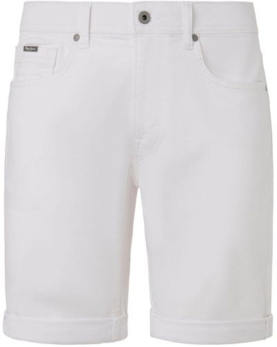 Pepe Jeans Jeansshorts mit umgeschlagenem Bund - Weiß
