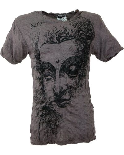 Guru-Shop Sure T-Shirt Buddha - coffee Goa Style, Festival, alternative Bekleidung - Grau