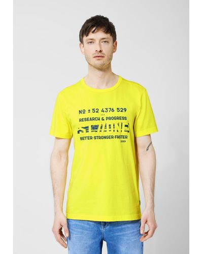Street One Men T-Shirt mit Wordingprint - Gelb