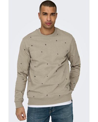Only & Sons Weicher Pullover Basic Sweatshirt 6912 in Beige - Grau