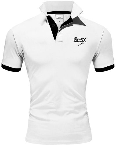REPUBLIX Poloshirt MATEO Basic Kurzarm Kontrast Polo Hemd - Weiß