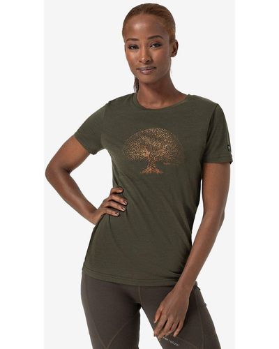 Super.natural Print- T-Shirt W TREE OF KNOWLEDGE TEE geruchshemmender Merino-Materialmix - Grün