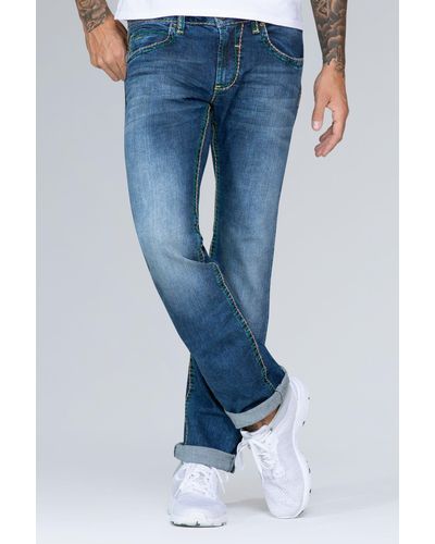 Camp David Regular-fit-Jeans NI:CO mit Used-Waschung - Blau