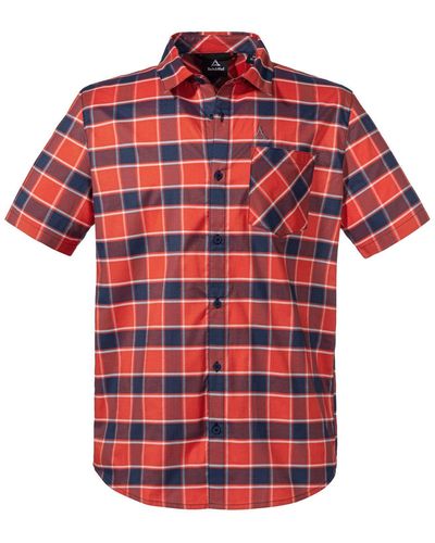 Schoeffel Outdoorhemd Shirt Elmoos SH M mit gesticktem Markenlogo auf Brust und Oberarm - Rot