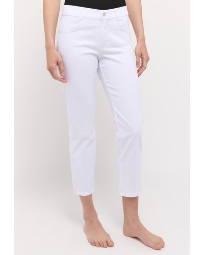 ANGELS Slim-fit- Jeans Cici Crop Slit Sparkle mit Strass - Weiß