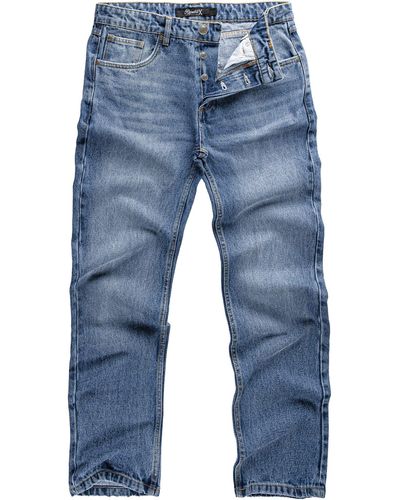 REPUBLIX Loose-fit- ZACHARY 90s Denim Jeans Hose Straight Baggy - Blau