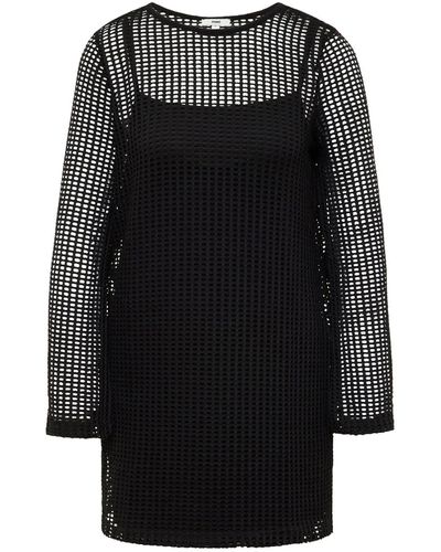 Mavi Shirtkleid 2-Lagiges Langarm Mesh Kleid DRESS (kurz) 5403 in Schwarz