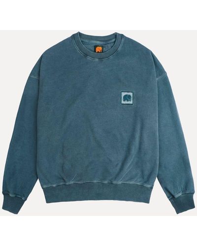 Trendsplant Rundhalspullover Women's Espliego Pigment Oversized Sweater Elm Green - Blau
