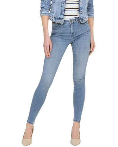 ONLY Skinny-fit-Jeans ONLPOWER MID PUSH UP mit Stretch - Blau