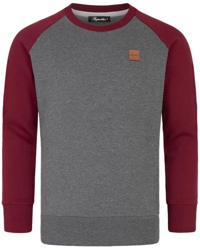 REPUBLIX Sweatshirt ADAM Pullover mit Rundhalsausschnitt & Raglan-Ärmeln - Grau