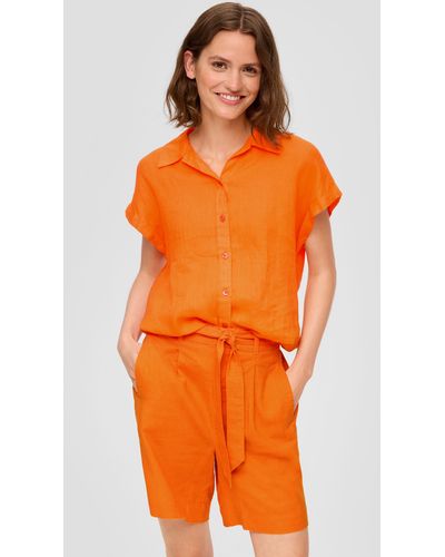 S.oliver Relaxed: Shorts aus Leinenmix Gummizug - Orange