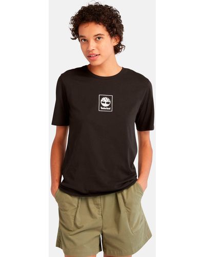 Timberland T-Shirt STACK LOGO REGULAR TEE mit Logodruck - Schwarz