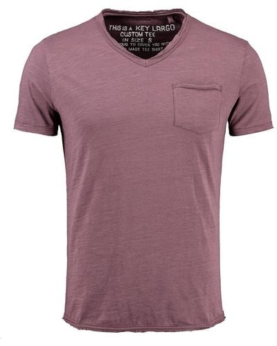 Key Largo T-Shirt Water vintage Look uni Basic MT00780 V-Ausschnitt unifarben kurzarm slim fit - Lila